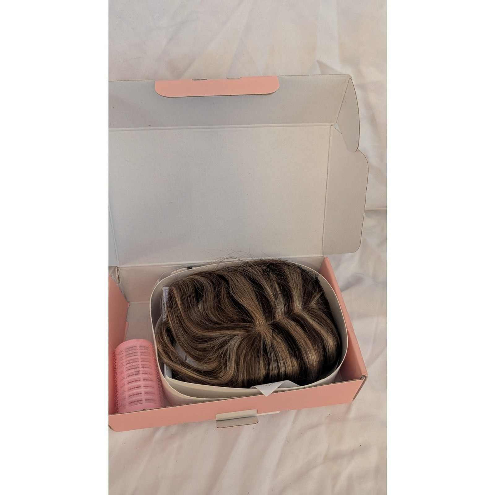 Rich Choices Human Hair Topper W/ Bangs Clip In 6″ Med Brown Highlight Blonde