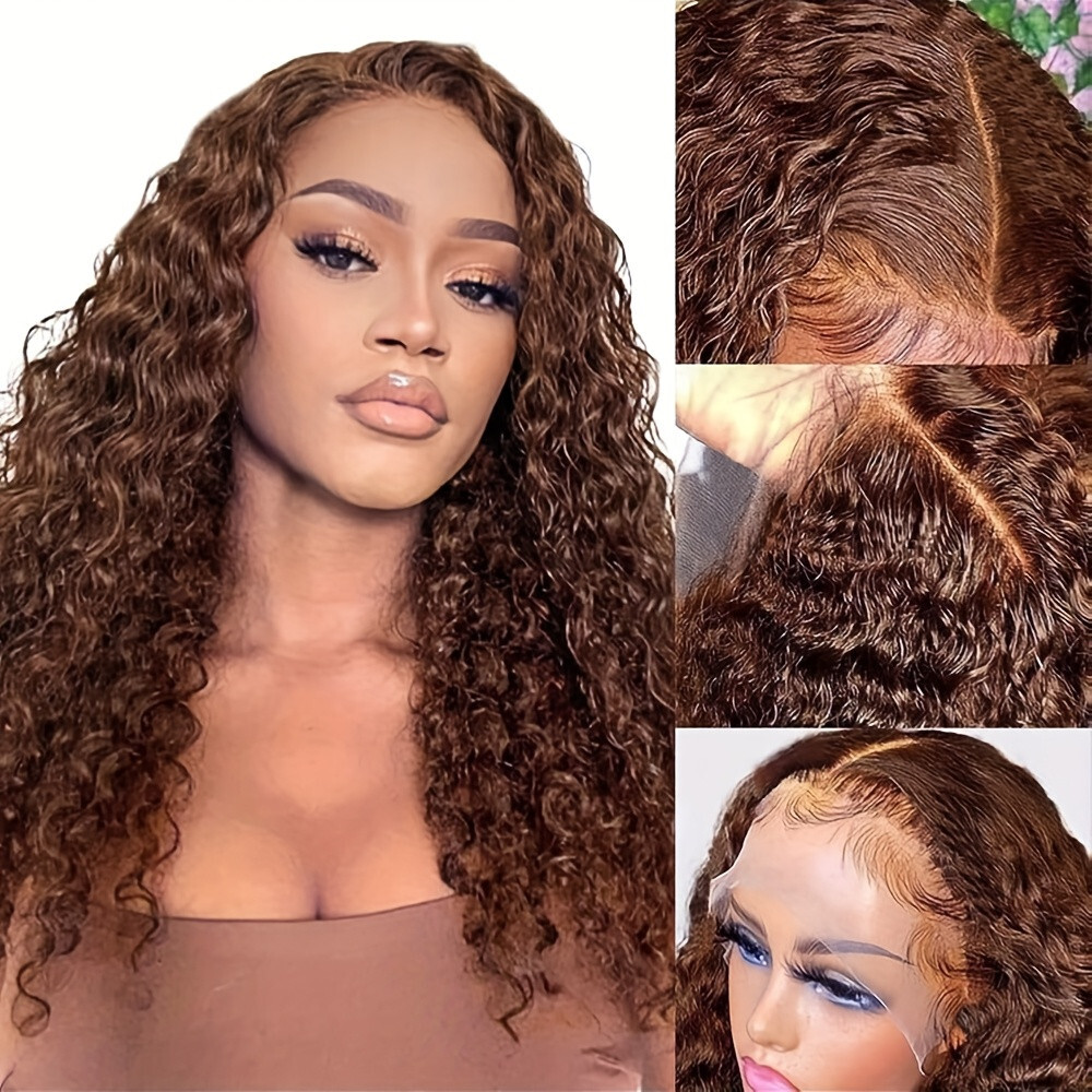 Brown Hair Lace Front Wigs Loose Curly Heat Safe Natural Hairline As Human Hair