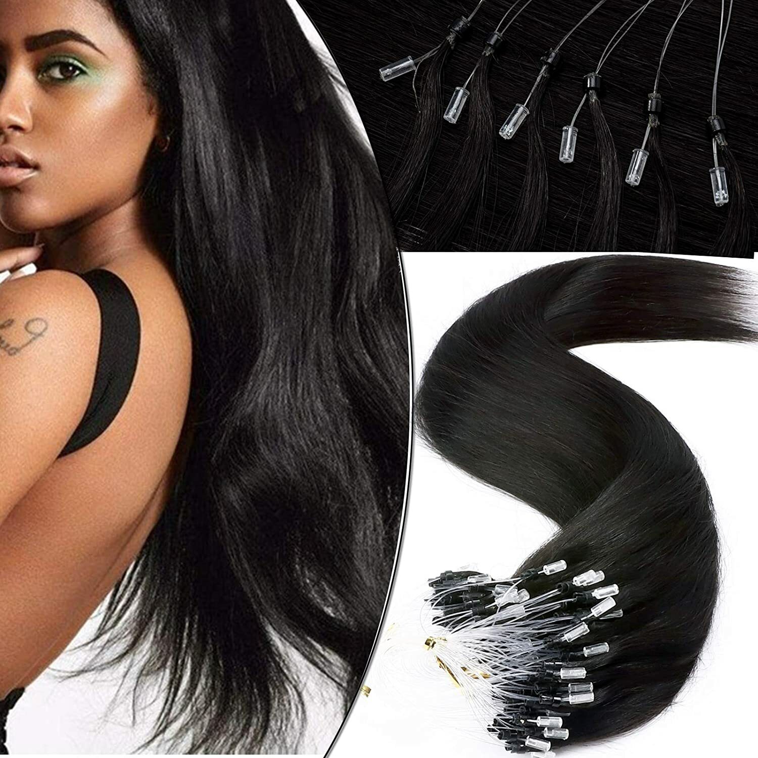 Micro Ring Loop Tip Human Hair Extensions MicroBeads Link Brazilian Hair Natural