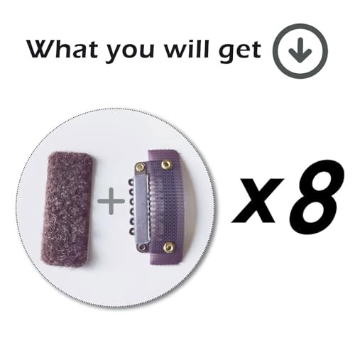 8PCS 2-in-1 Self-Adhesive Hook-and-Loop Wig Clips – Peel-and-Stick Dark Brown