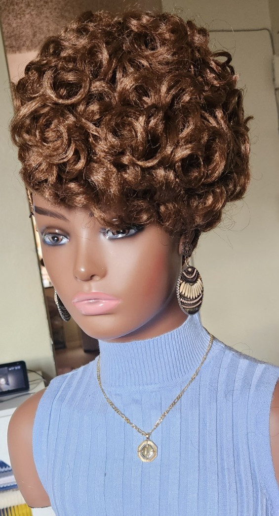 Fully Hand Braided box curly Mohawk braids cornrow wig Brown/Dark brown