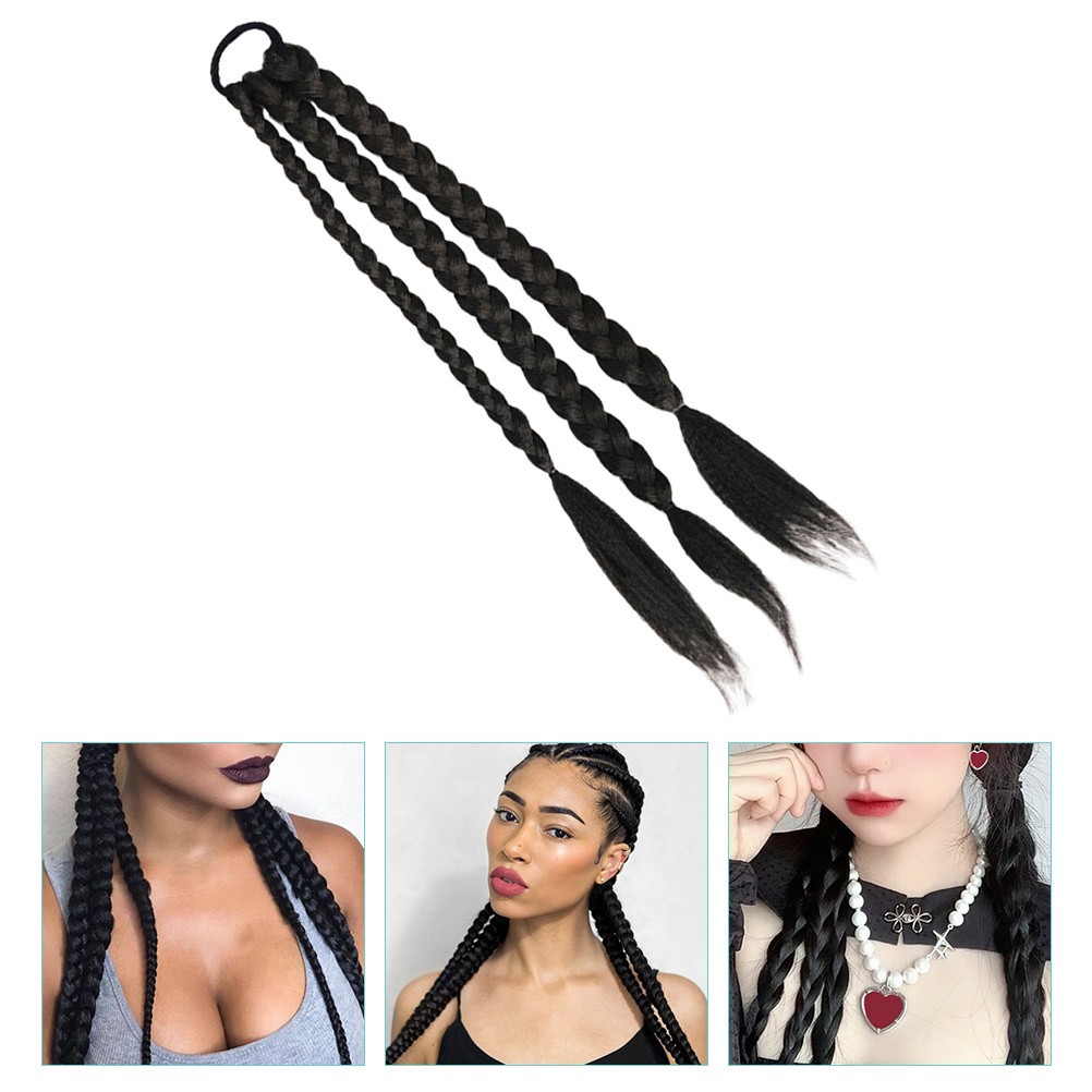 2pcs Long Braided Ponytail Extension Synthetic Hair Piece for Women