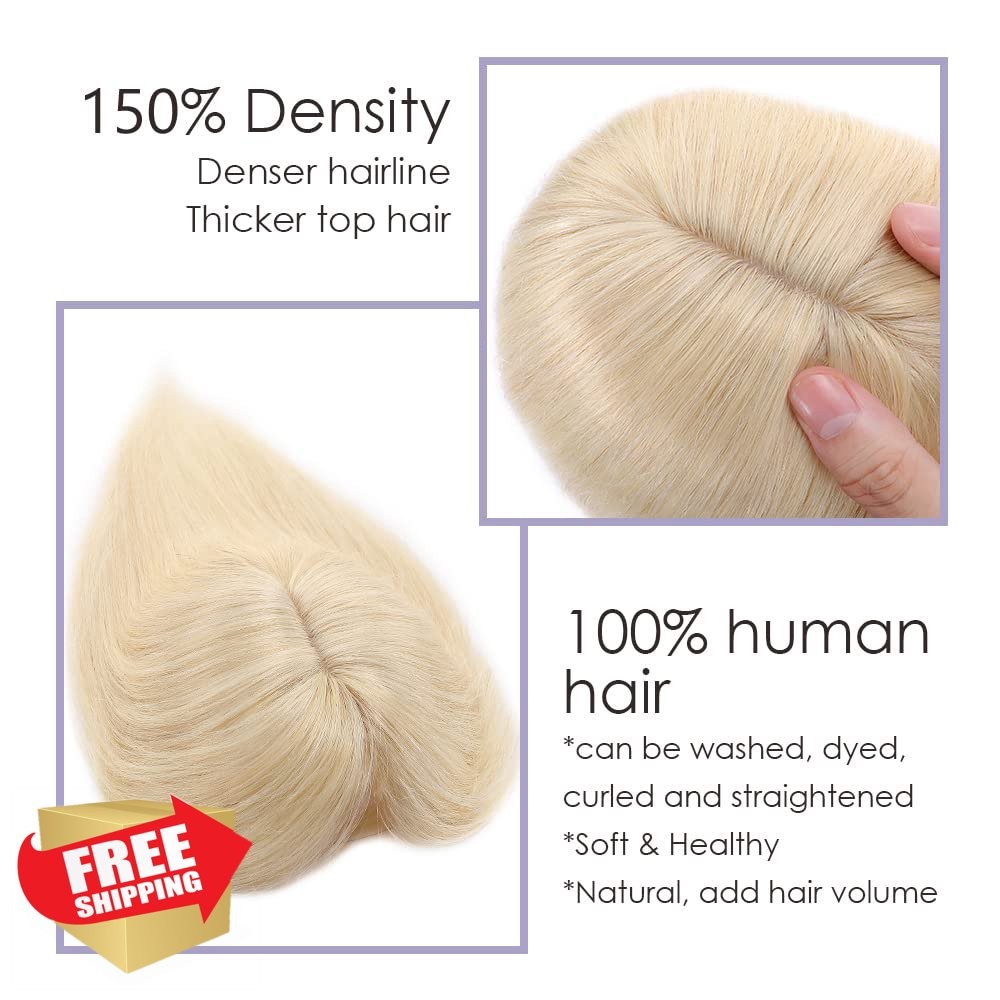 MY-LADY 10in #60 Platinum Blonde Remy Hair Topper Bangs
