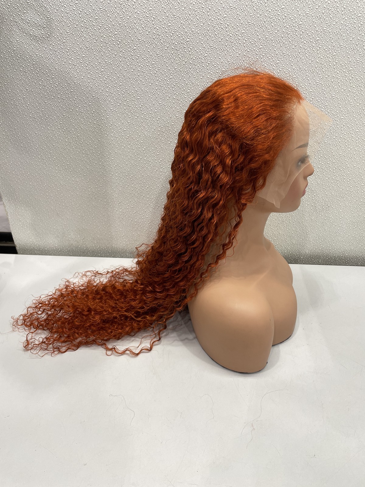 Ginger Curly Human hair Blend Glueless 13×6 Lace Wig 30″