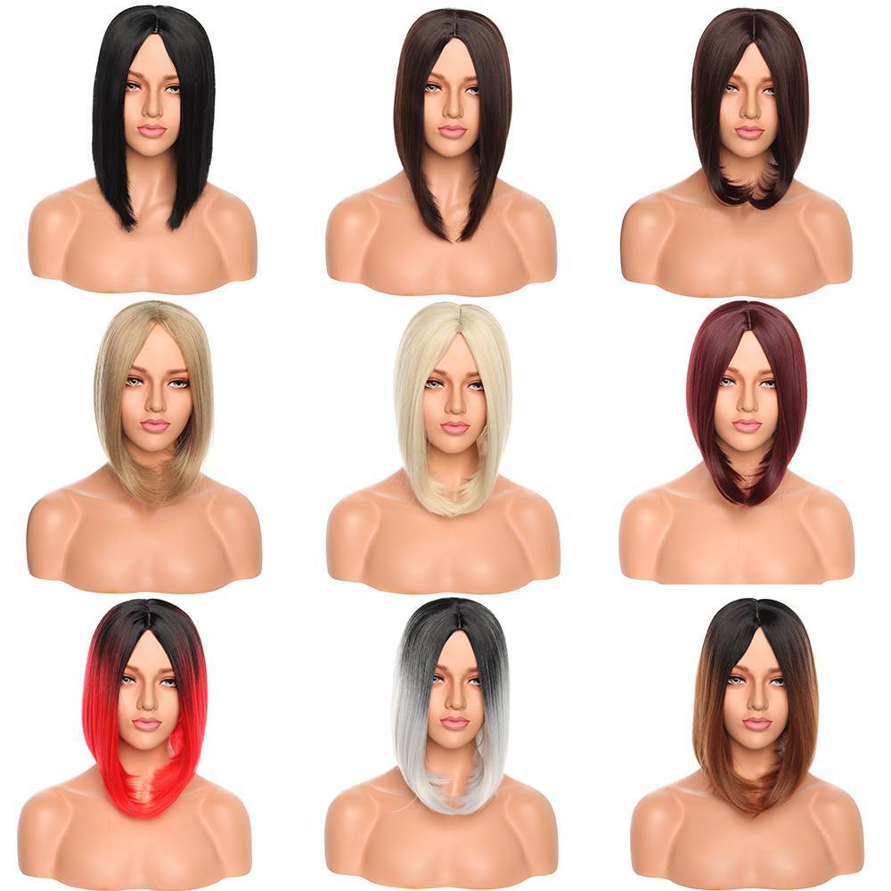Clearance Ombre Black Grey Bob Style Wig Girls Cosplay Costume Wig Dark Root Yk4