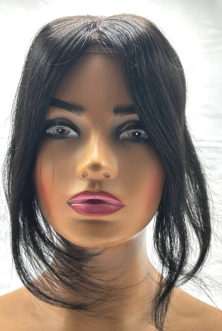 Hairro 12in 3.5×4.7″ Base Light Natural Black Human Hair Topper 130% density