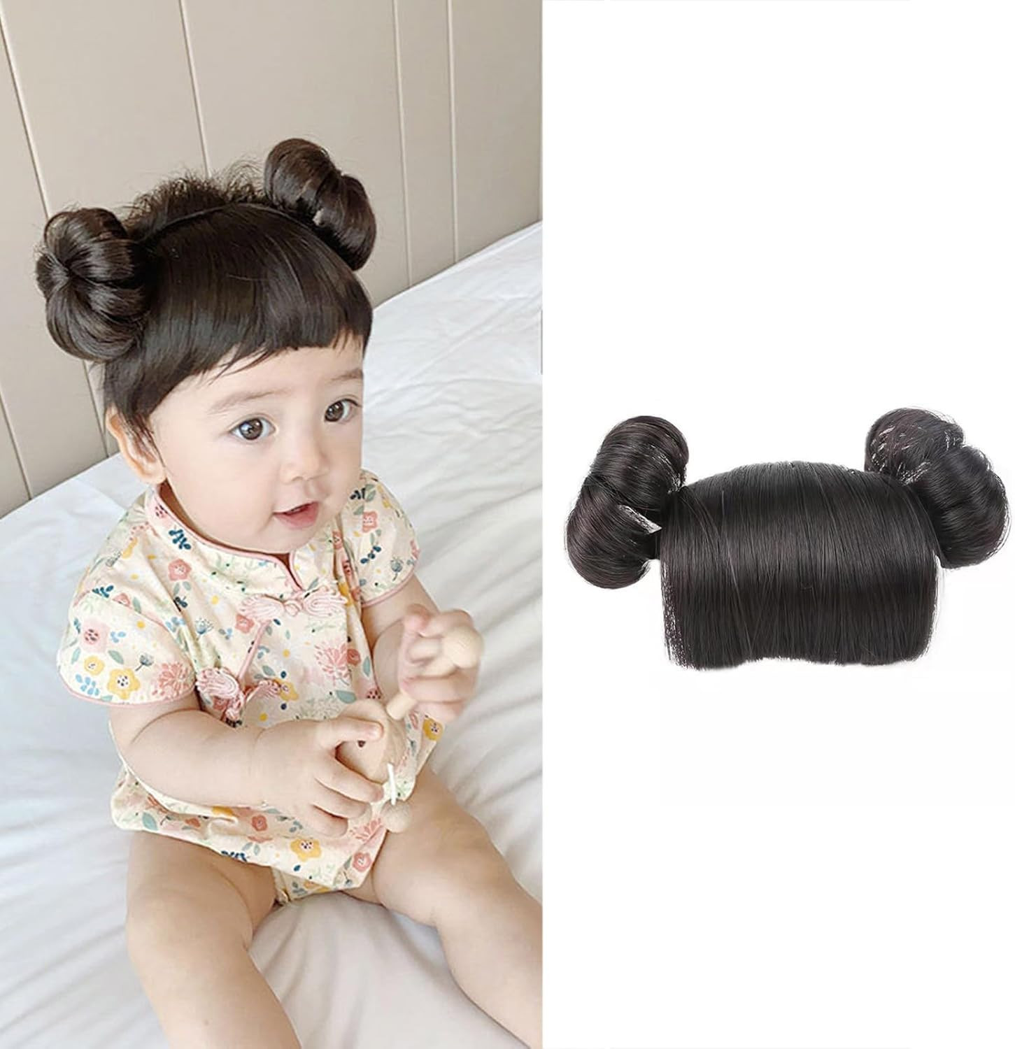 Baby Girls Wig Headwear Children’S Hairband Bun Wig Hairpiece Short Curly Hair A
