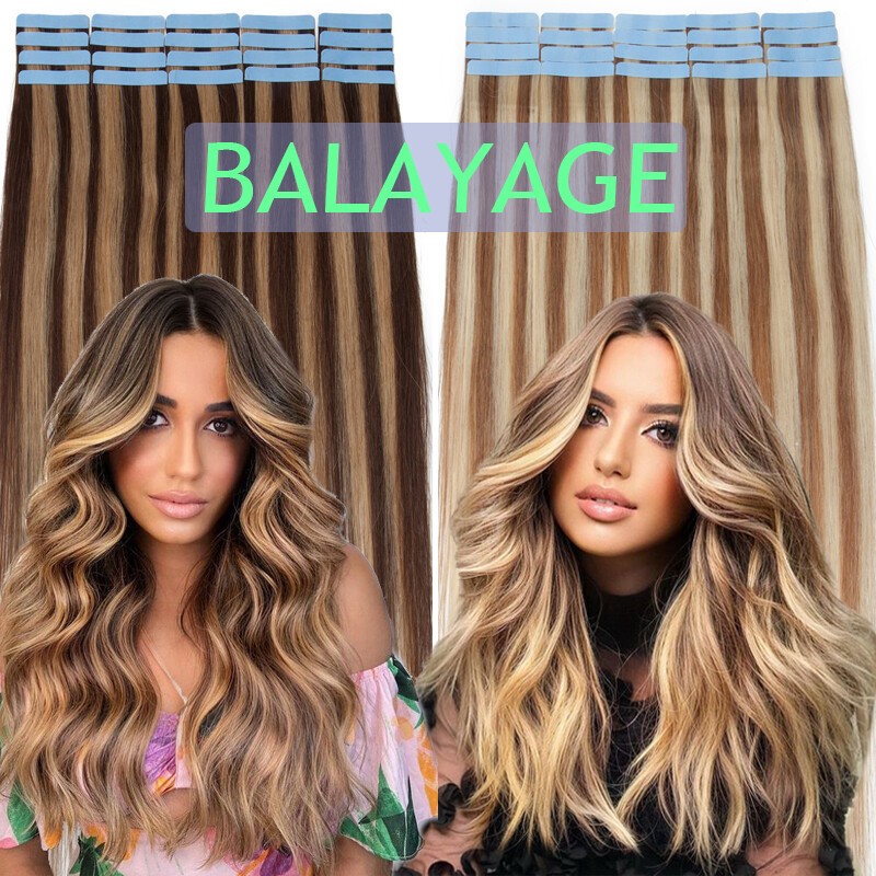 Tape in Real Human Hair Extensions Seamless Skin Weft Premium Remy Russian Hair