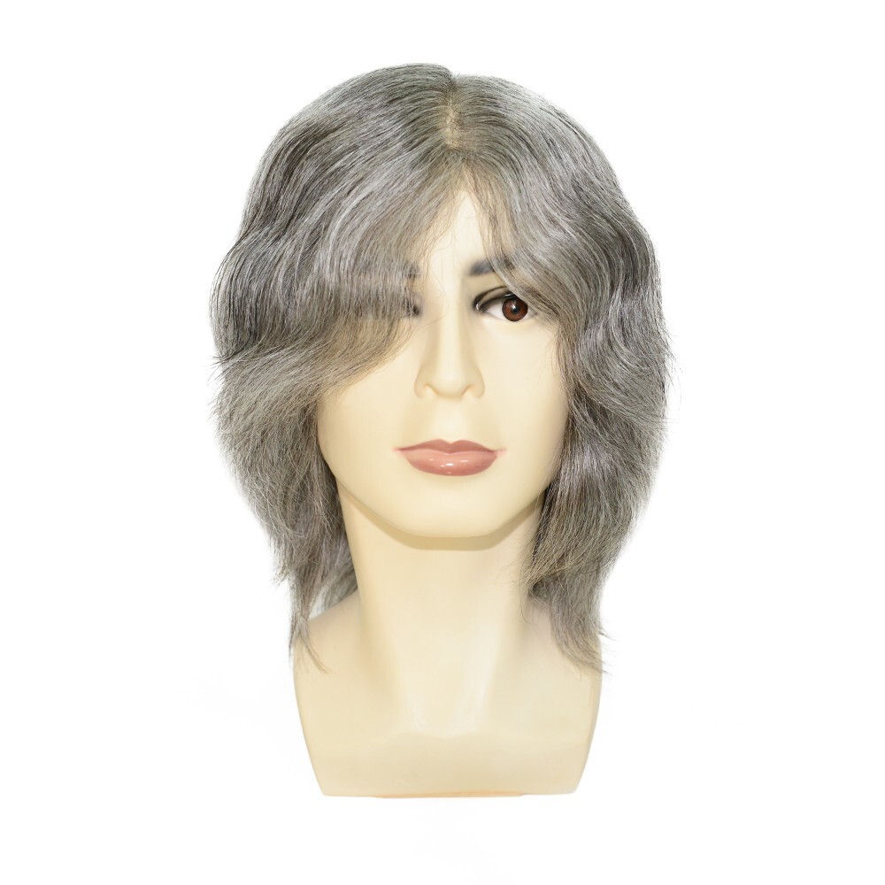 Mens Human Hair Wigs Full Thin Skin Wigs Human Hair System Medium Size 6” #1B65