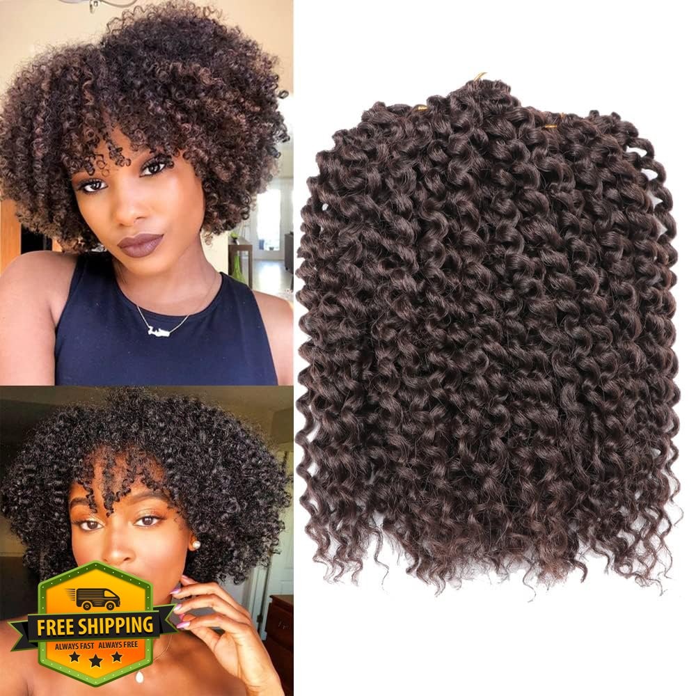 Kinky Curl 8″ Afro Kinky Twist Hair 3pcs Synthetic Crochet Braids 4# Off Black
