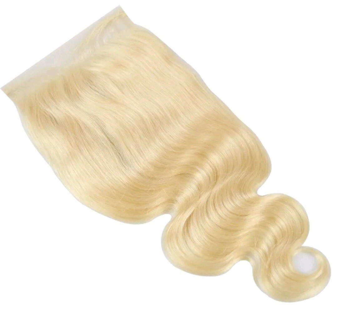 PERUVIAN PURE BLONDE 613# LACE CLOSURE 4X4/5X5/6X6/7X7/13X4/13X6 STRAIGHT/B WAVE