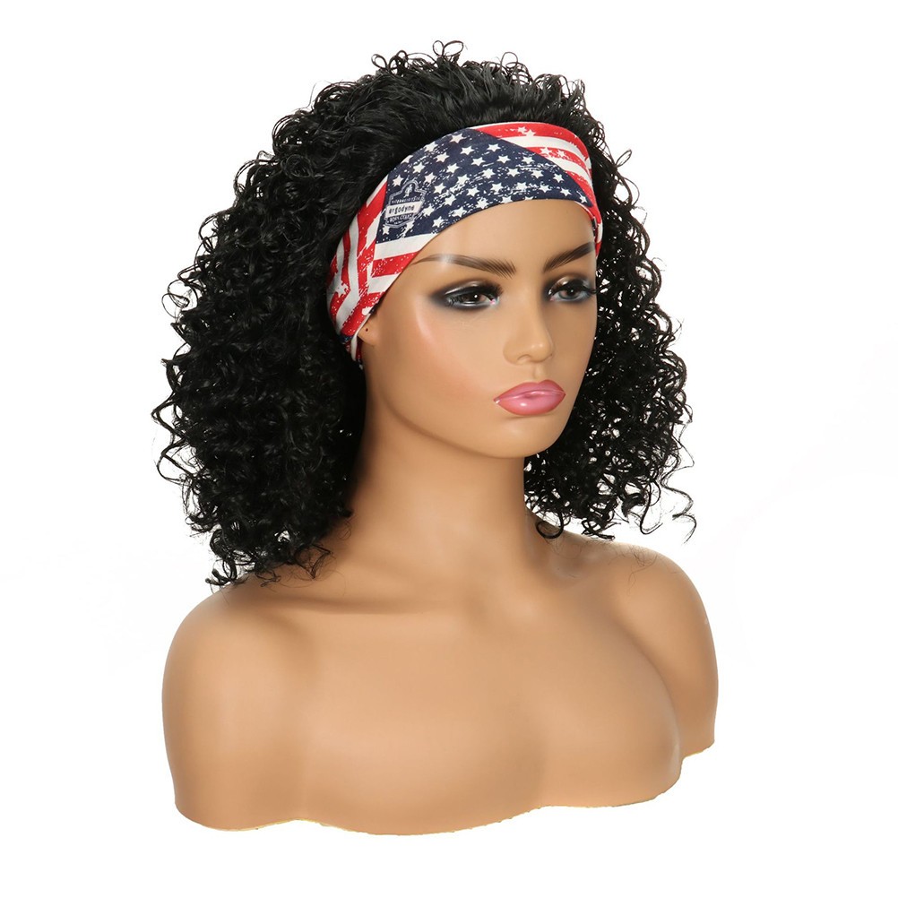 Headband Wig High Temperature Wire Black for Women Party 1Pack 16 Inches