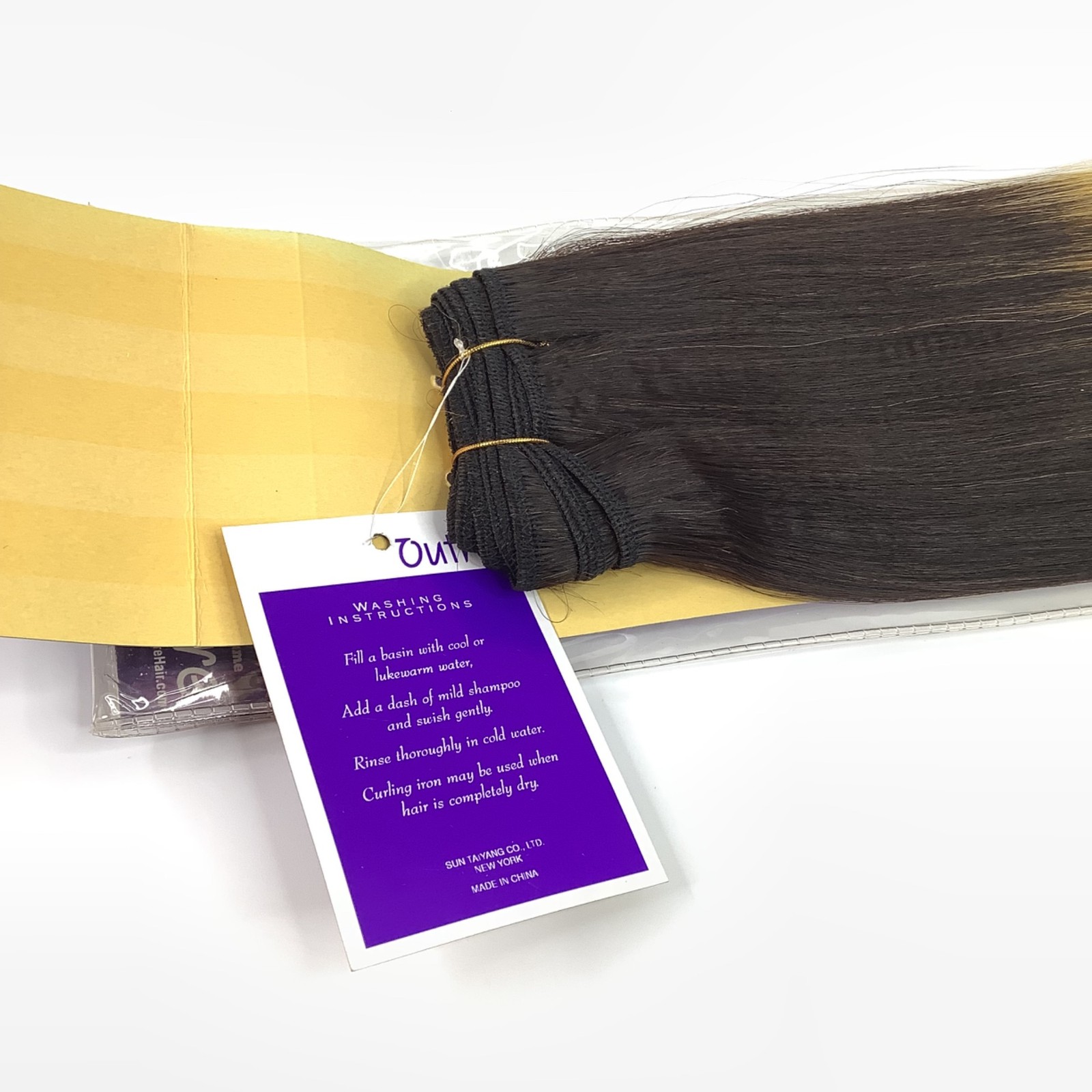 14″ Outré New Yaki 100% Human Hair Extensions Ombre Black into Yellow Blonde