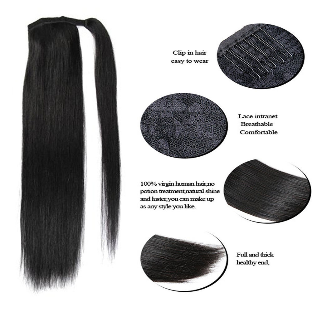 Remy Human Hair Ponytail Hair Hairpiece Extensions Long Straight 60gr 70gr 80g