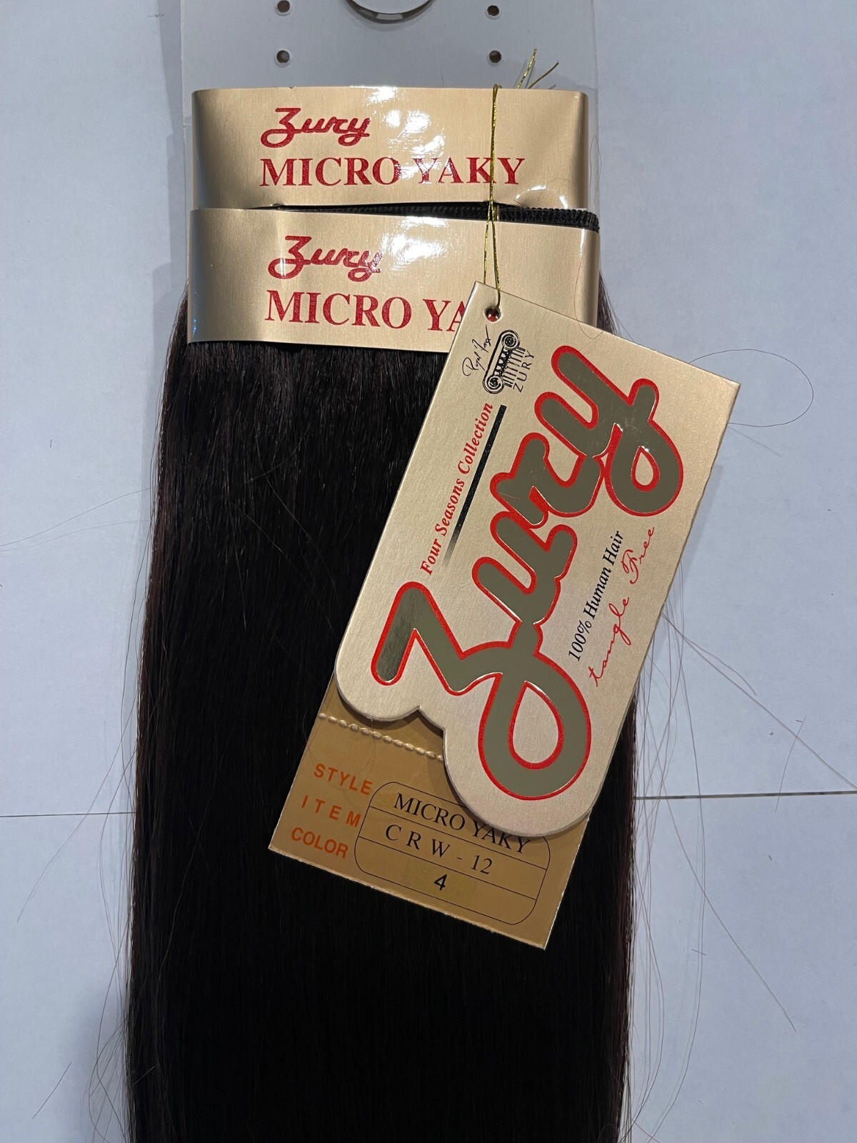 2Packs of Zury 100% Human Hair Weaving Micro Yaky Perm 12 inch color #4