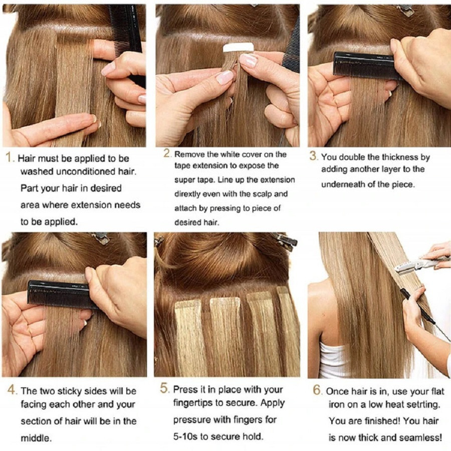 Tape in 100% Real Remy Human Hair Extensions Invisible Tape Skin Weft Hair Thick