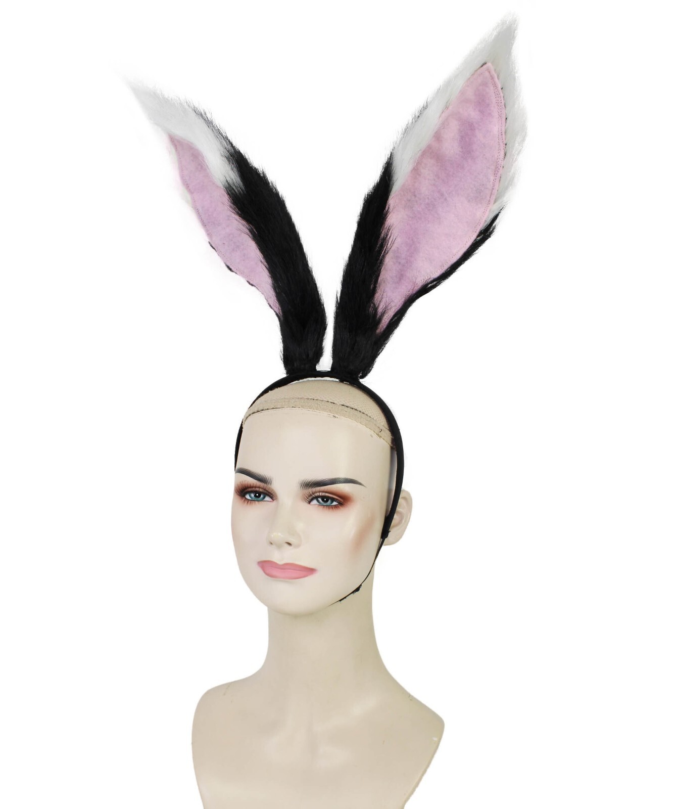 Adult Unisex Black White Pink Fur Faux Rabbit Ears, Perfect Cosplay Accessory
