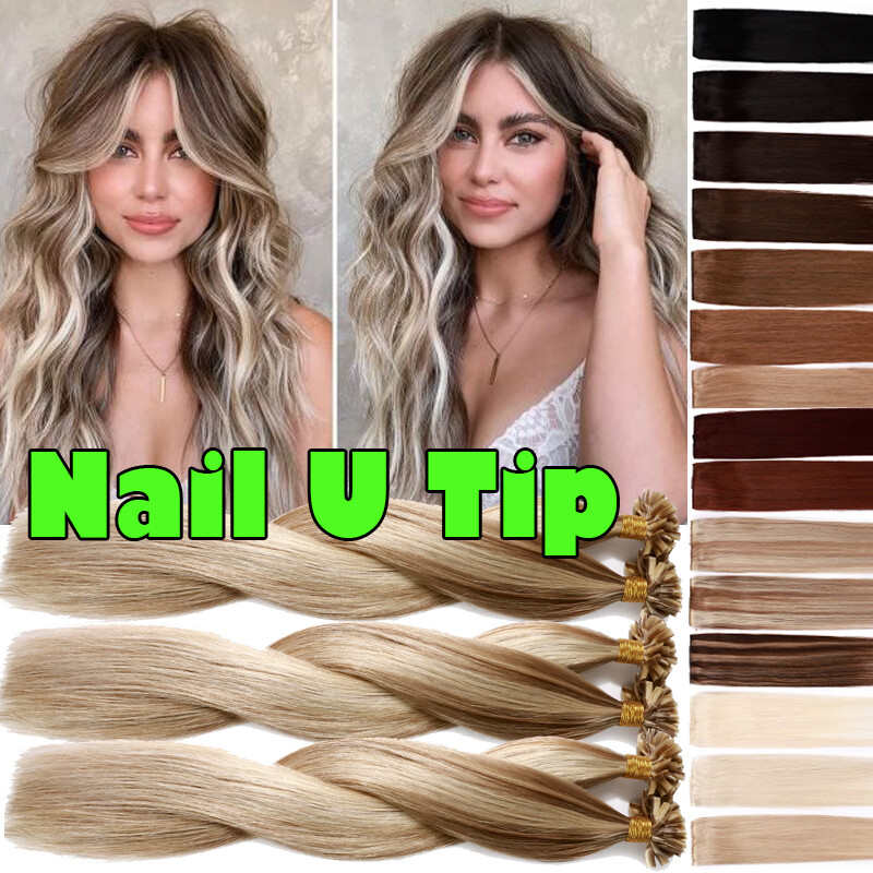 Russian Remy U Nail Tip Human Hair Extensions Keratin Pre Bond THICK Highlight