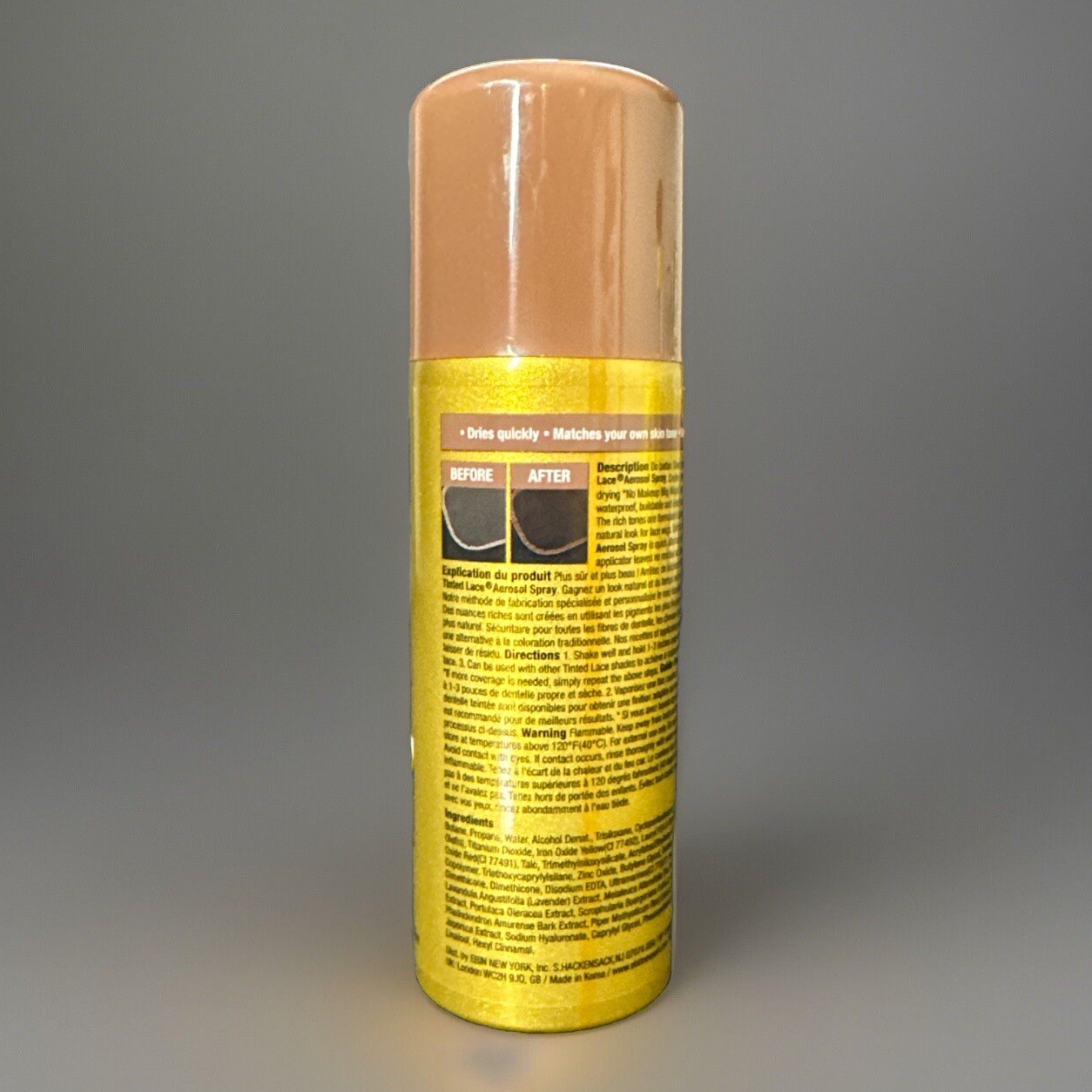 EBIN Tinted Lace Aerosol Spray Dark Brown 2.7 fl oz **LOT OF 3**
