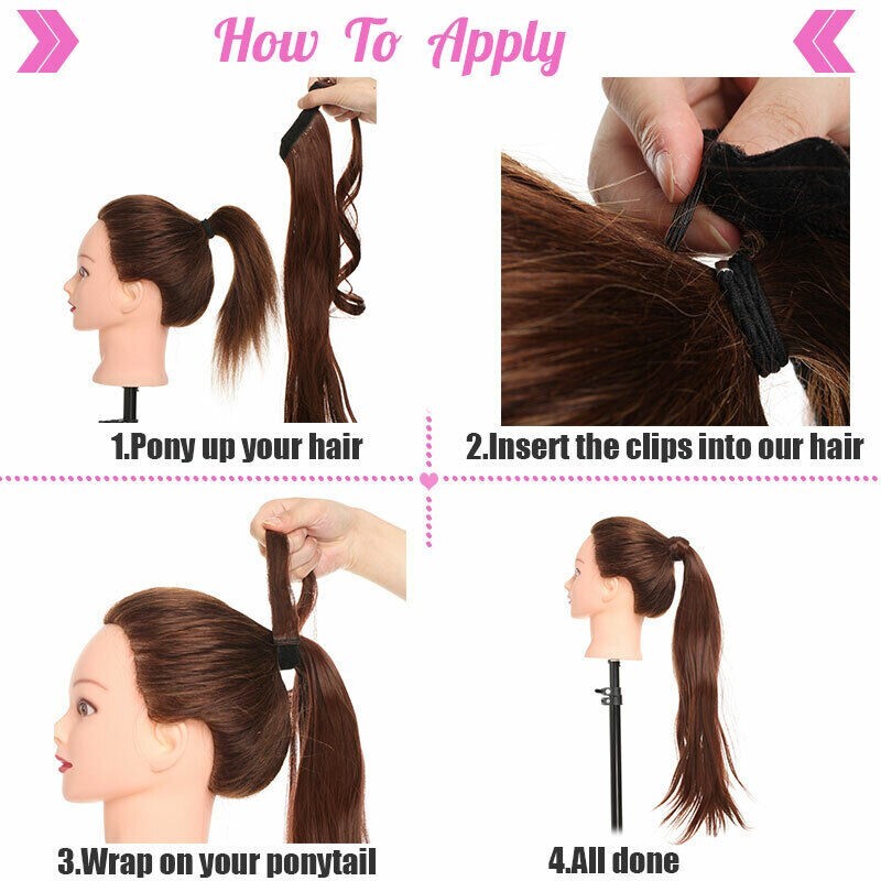 Thick Ponytail Long Clip in Hair Extension  Dark Brown Hairpiece 20″ 