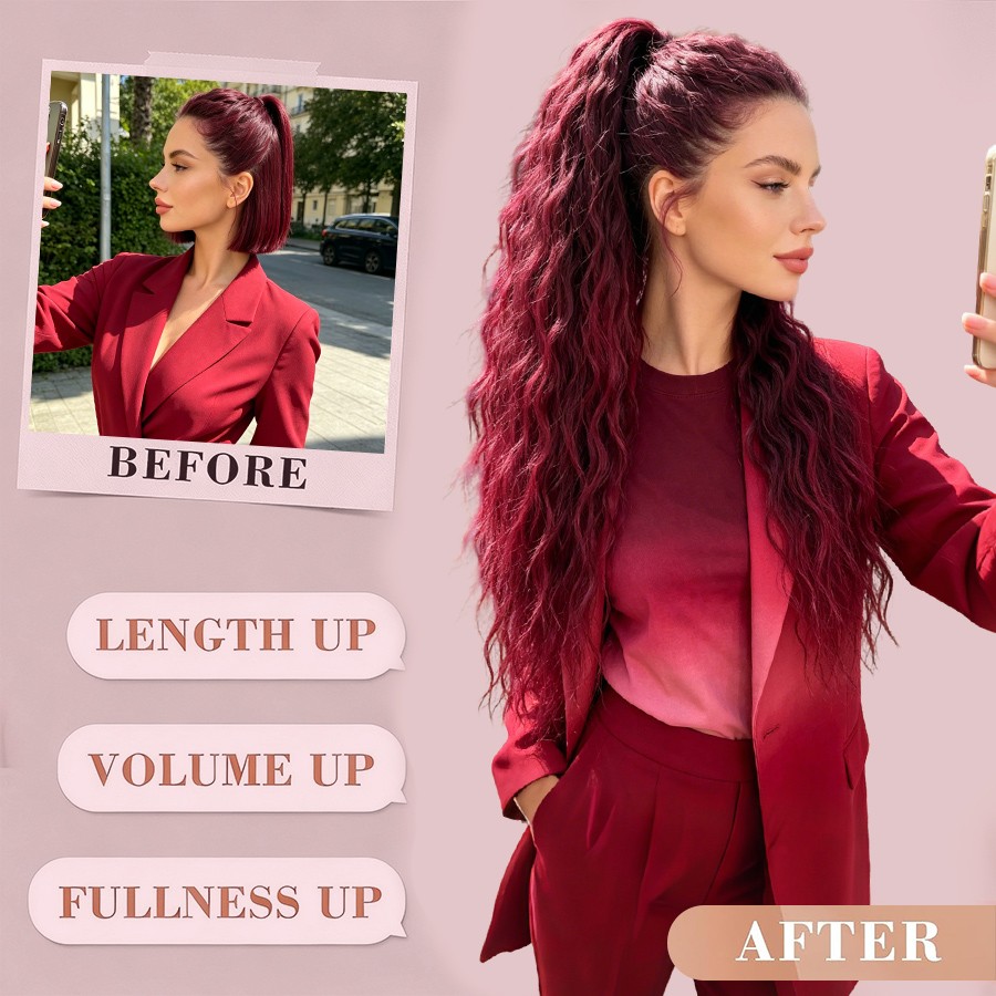 Real Fluffy Corn Wave Ponytail Claw Clip in Hair Extensions as Human Pony Tail
