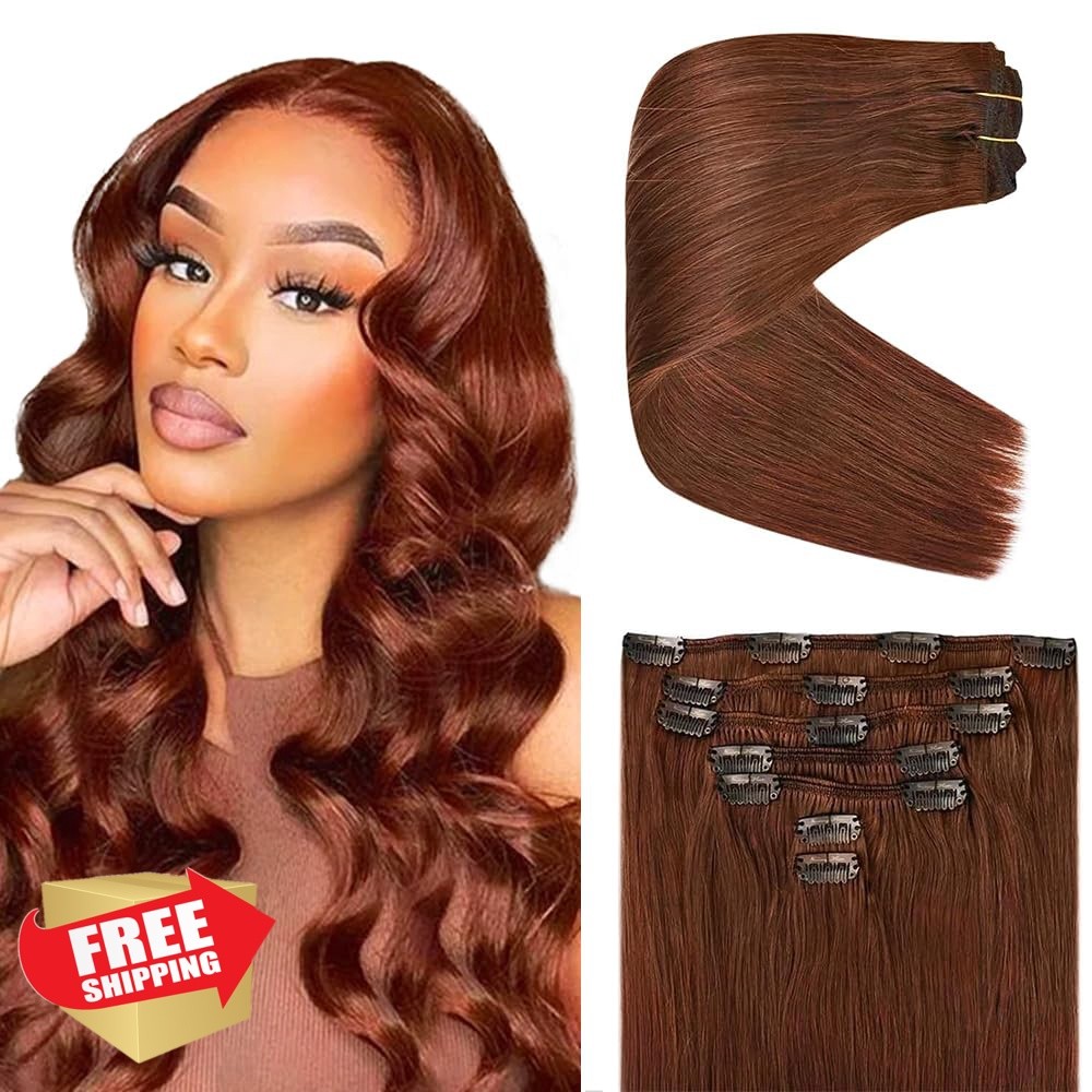 Shoaiye 22 Inch 7Pcs 120g #33 Reddish Brown Clip-ins