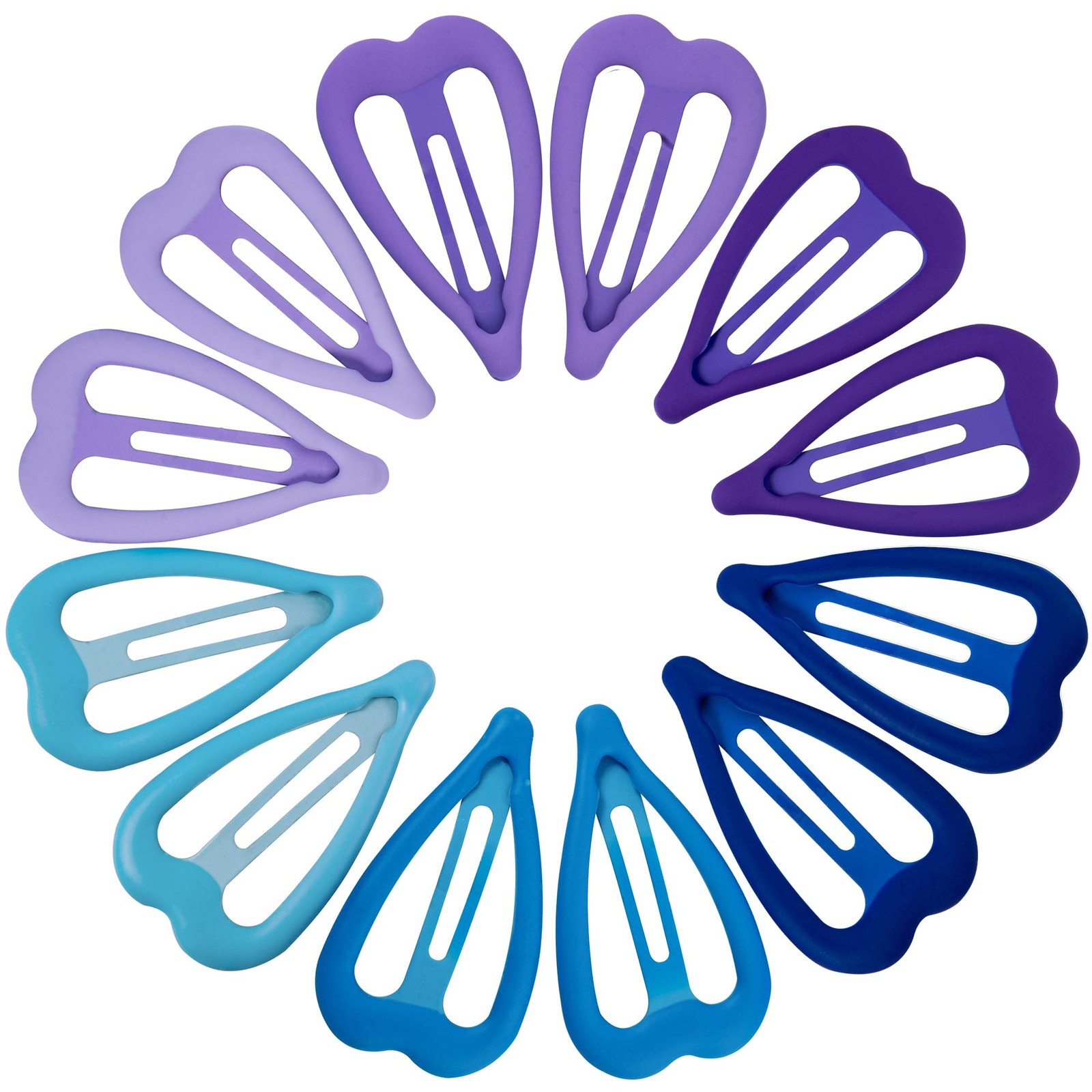 Cptots 12 PCS Metal Snap Hair Clips Heart 1 Count (Pack of 12), Blue Purple