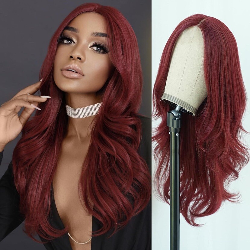 Brand New HOT 7JHH 24inch, Middle Part, 180% Density, Lace Front Mermaid Red Wig