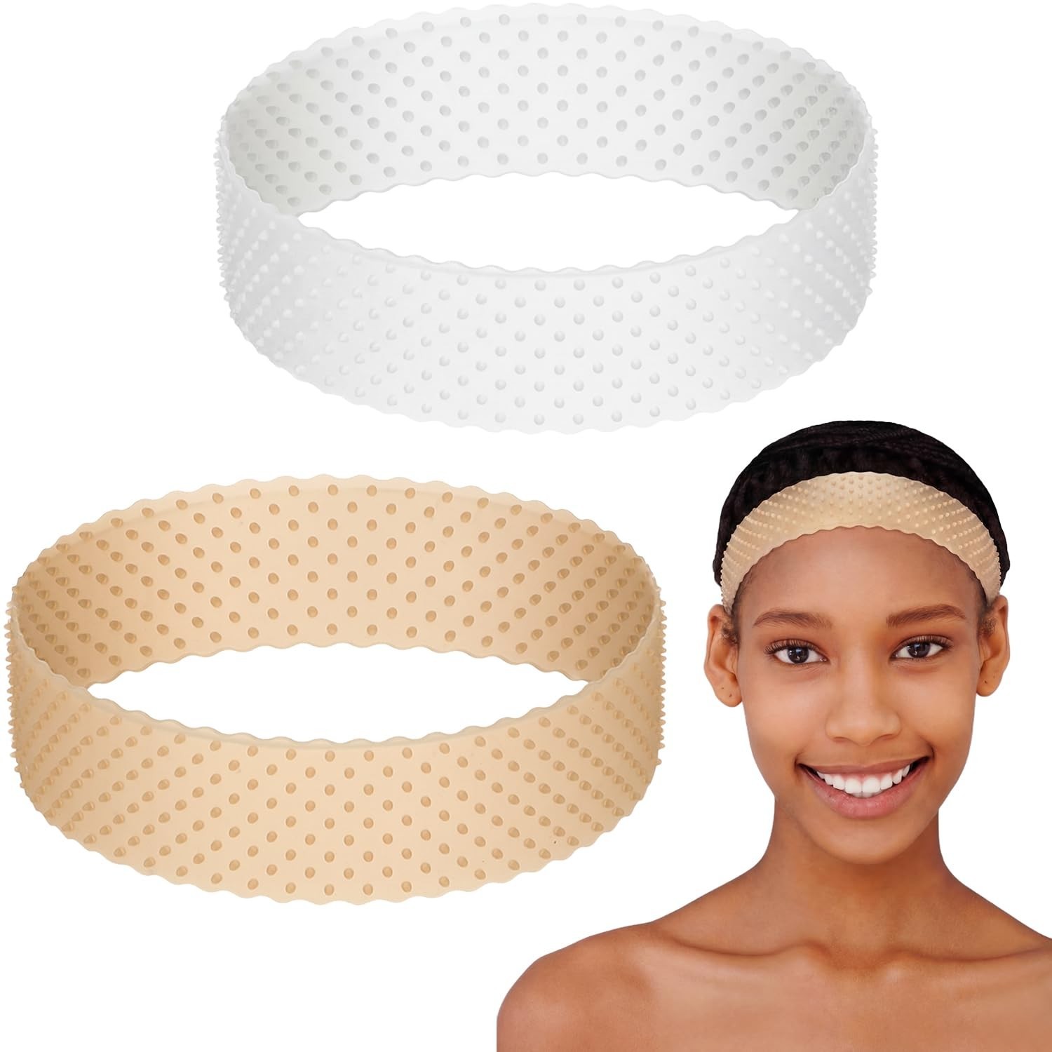 2 Pack Light Brown Silicone Wig Grip Bands – Ideal for Sports & Daily Use
