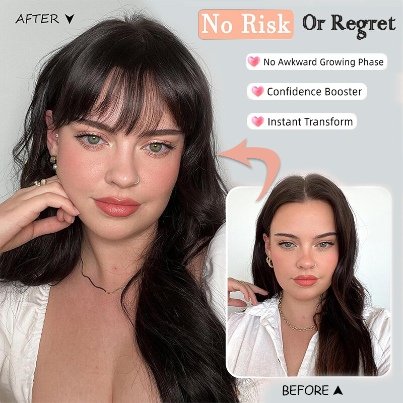 Neat Bangs Clip in on Fringe Hair Extensions Thick Thin As Human Front Hairpiece