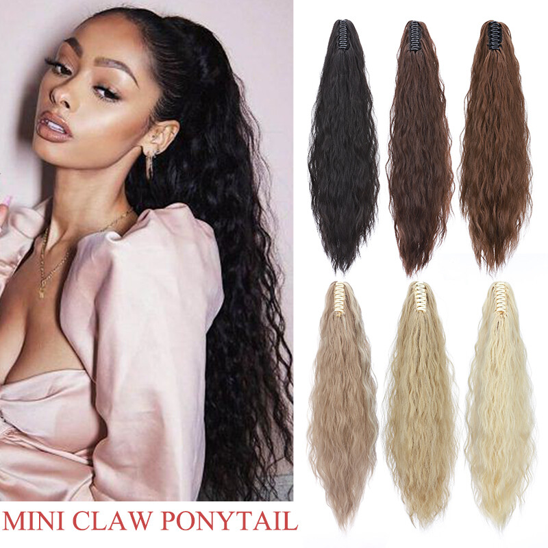 24” Corn Wave Claw Clip in Ponytail Thick as Human Real Natural Hair Extensions
