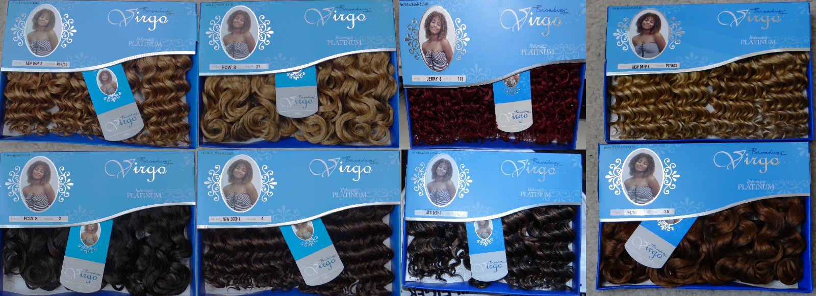 VIRGO BOHEMIAN PLATINUM #2,4,27,118 human 8″ short curly weaving extension hair
