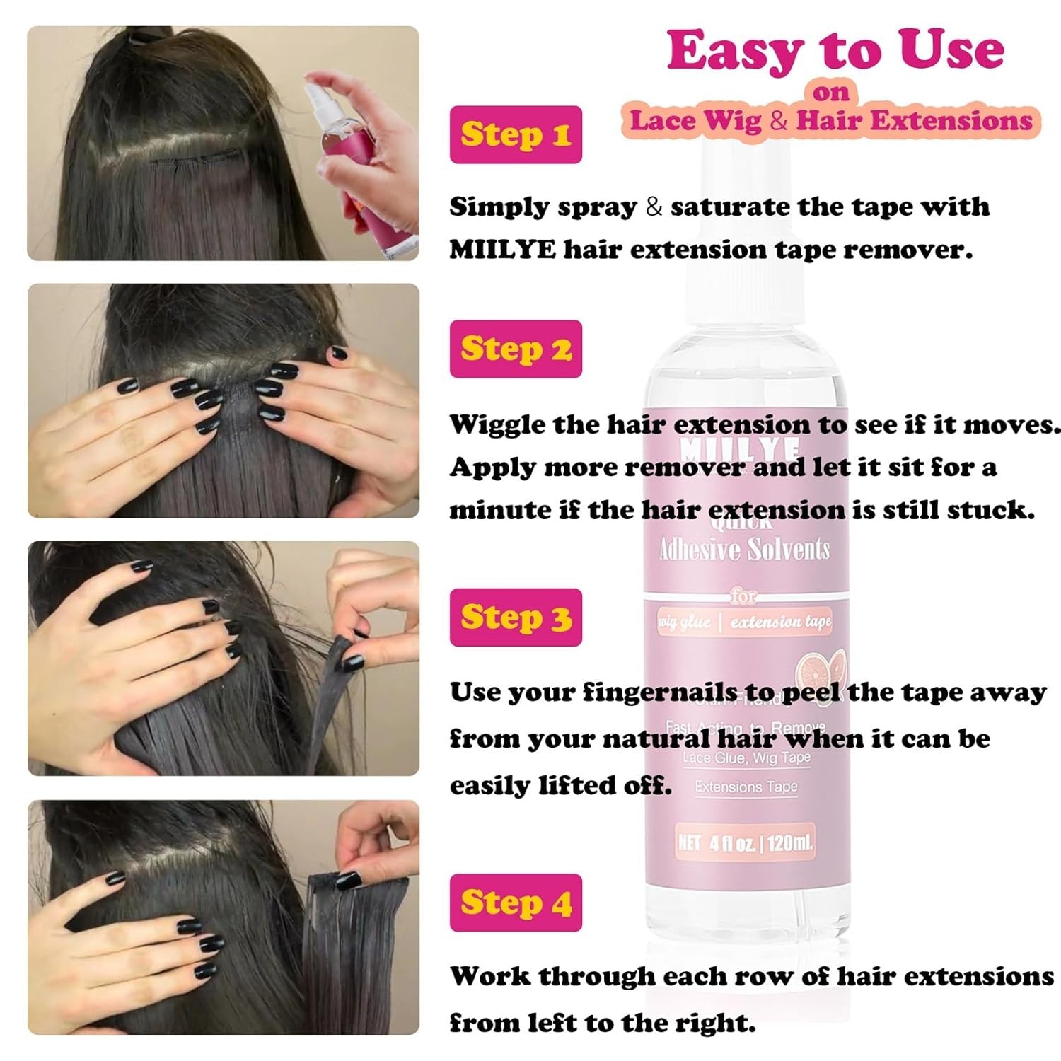 Professional Tape In Extension Remover 4oz Fast Wig Glue Dissolves Residue Safe