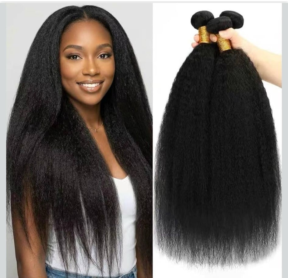 Straight Human Hair Weft Extensions 3 Bundles Black 21-30 in Women