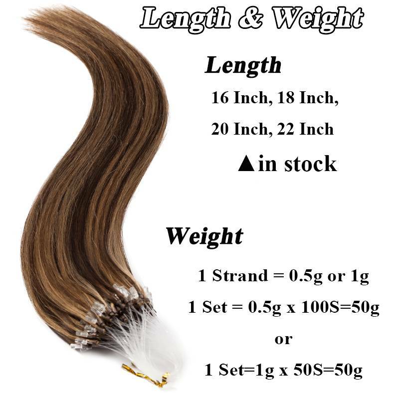 Clearance 1G Micro Loop Ring Tip 100% Remy Human Hair Extensions Nano Beads 200S