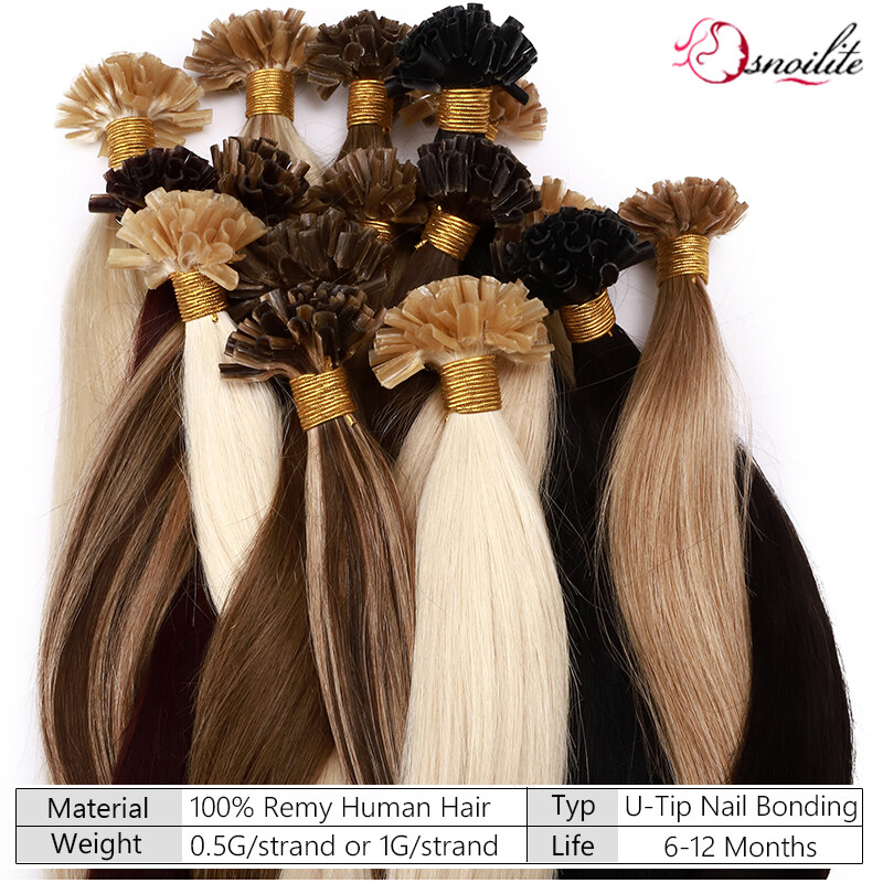 300PCS Russian Nail U Tip 100% Remy Human Hair Extensions Pre Bonded Keratin 1G