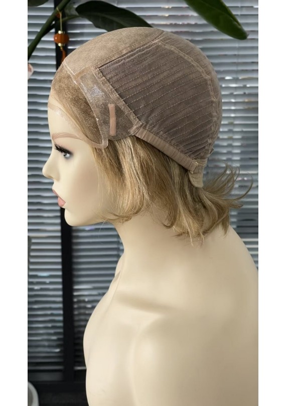6Inch 100% European Hair Wave Silk Top Wig 100% Human Hair Wig No Dyed