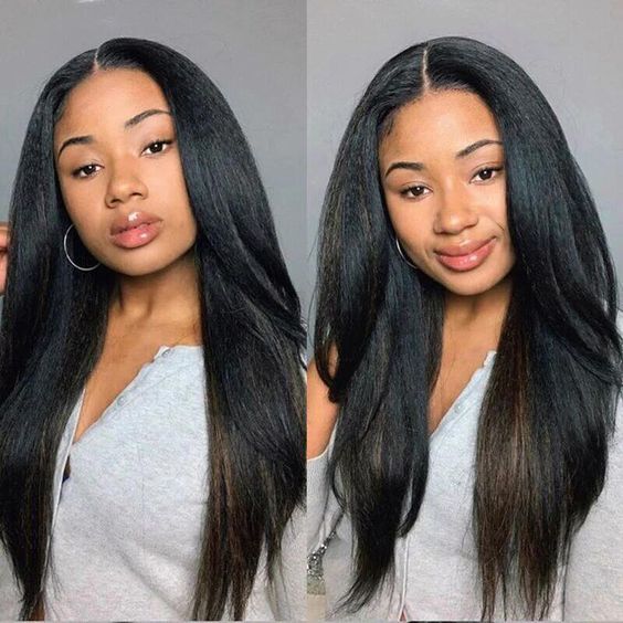 Long Straight Yaki Wig Sexy Black High Temperature Fiber Hair For Black Women US
