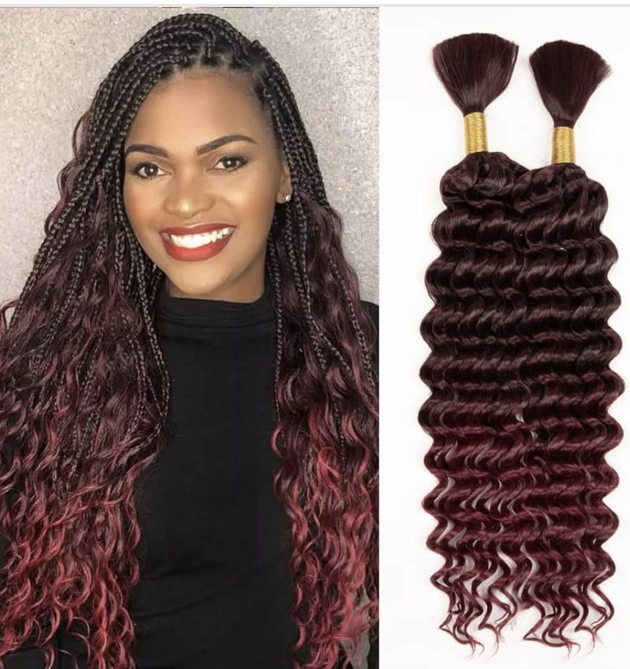 Deep Wave Bulk hair for Braiding Wet and Wavy Micro Braiding Hair No Weft Faux