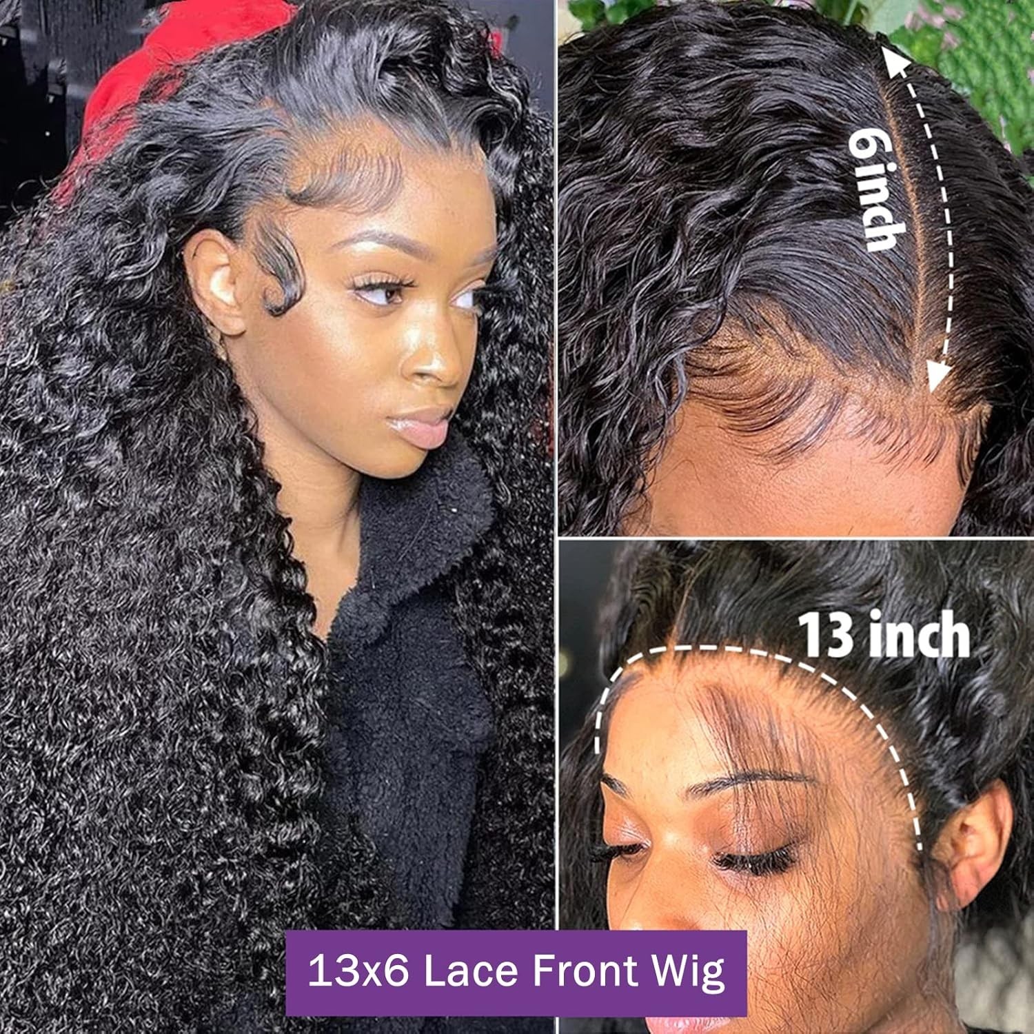 Glueless 13×6 Deep Wave Lace Front Wig – 180% Density Human Hair, 22 Inch
