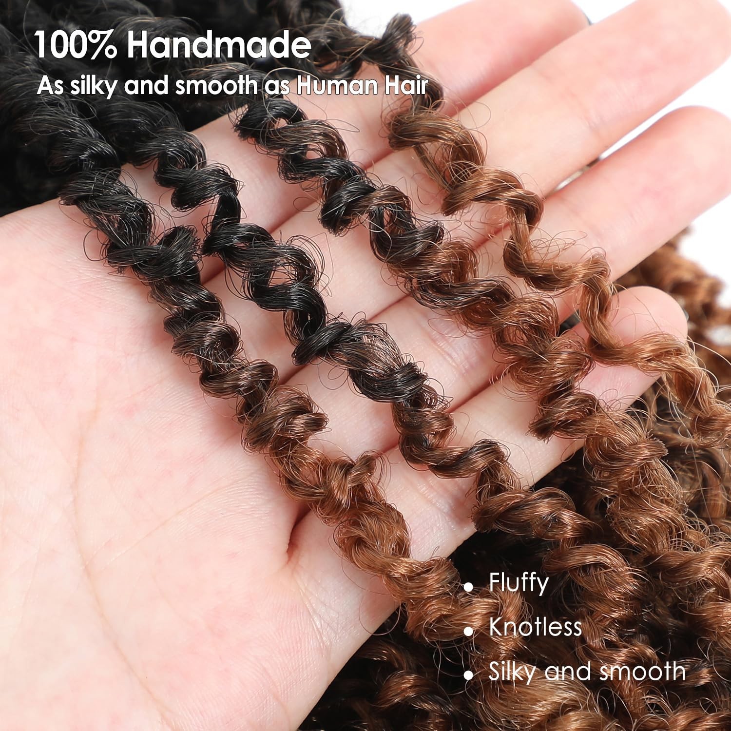 Yanky Twist Crochet Hair 10 12 14 inch 9 Packs Auburn Blonde Pre-Looped Curly Pa