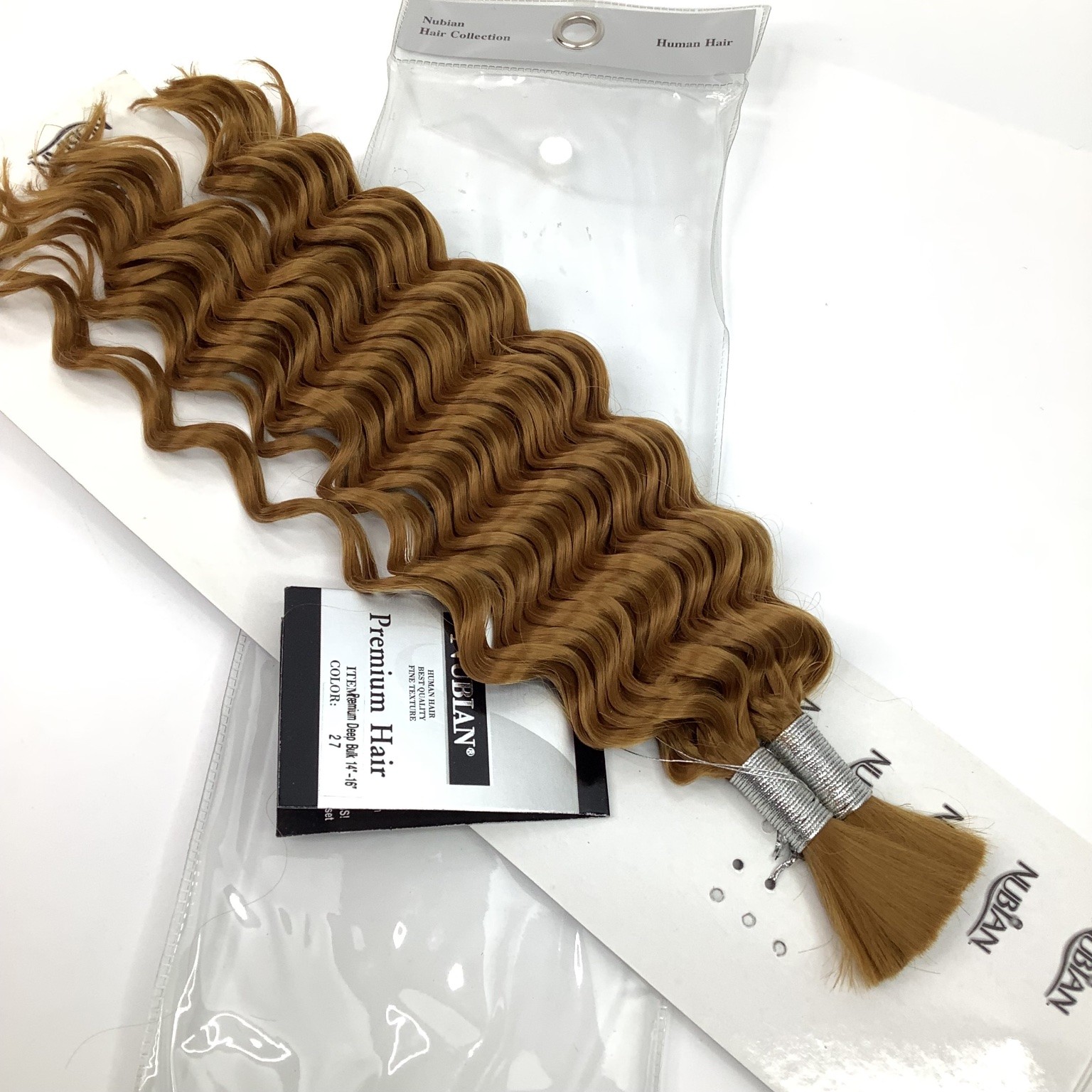 Nubian Premium Deep Bulk Human Hair Extensions 14-16″ Color 27 Wavy