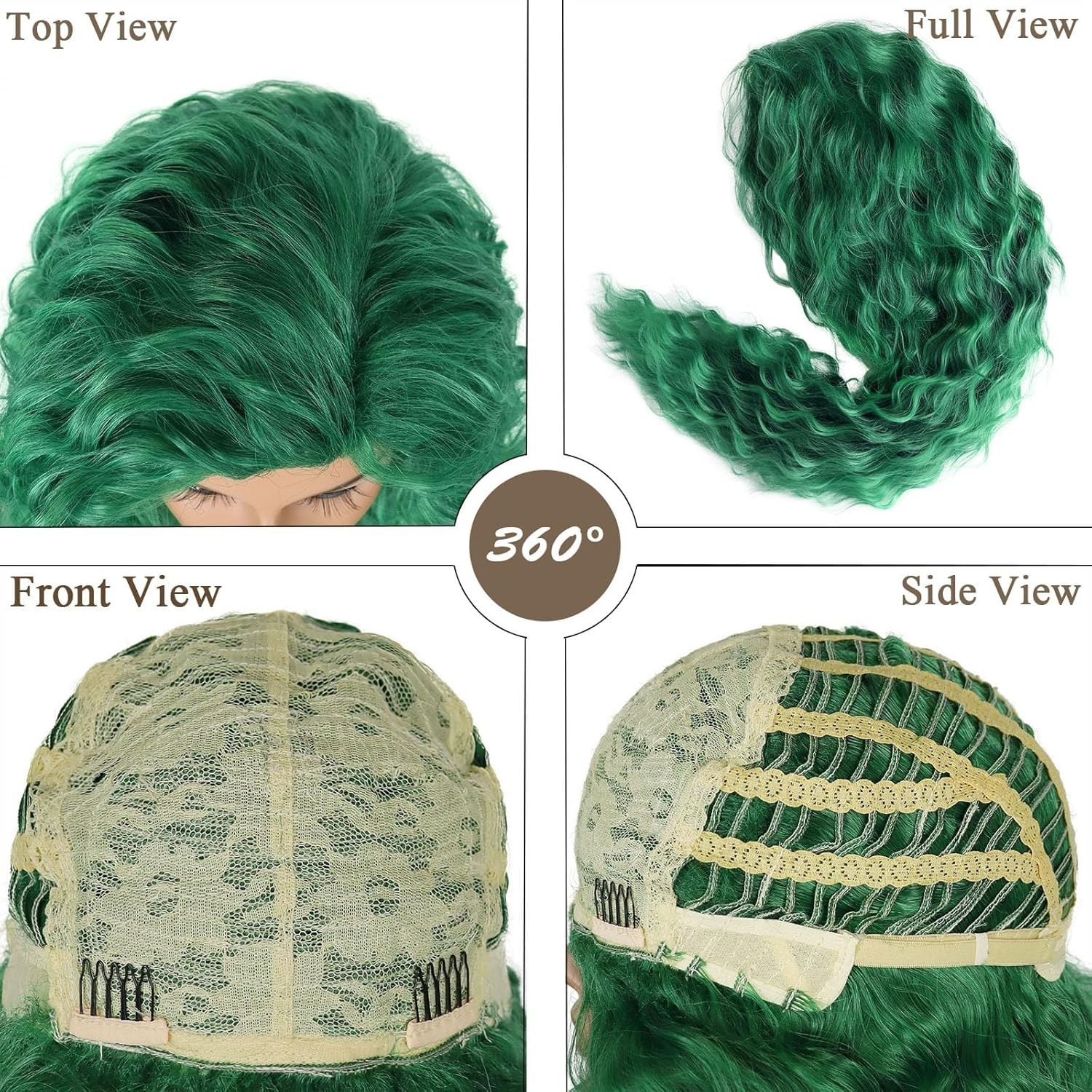 28 inch Long Curly Wigs for Women Green Wig Cosplay Thick Hairline St. Patric…