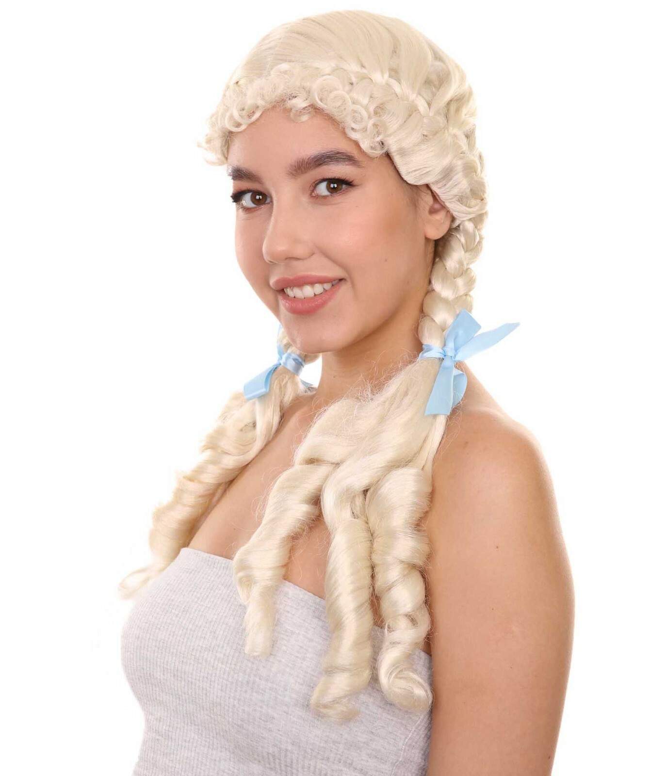 Kansas Farm Girl Blonde Wig Braids Cute Fancy Dress Up Halloween Costume HW-1375