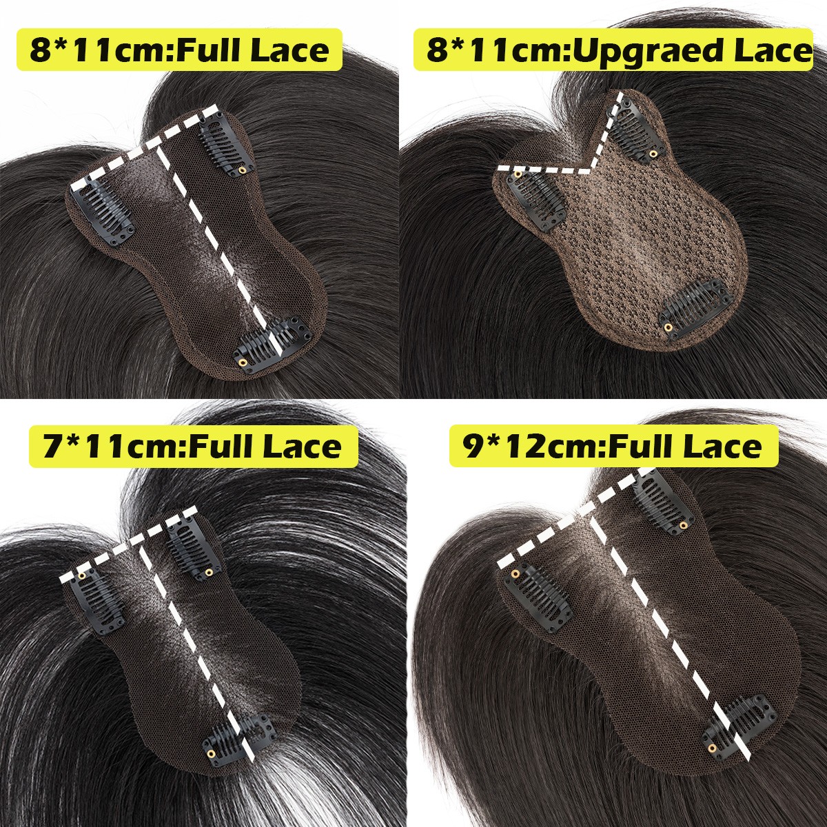 Remy Hair Toppers Clip In Real Human Hair Extensions Top Lace Toupee Hairpiece U