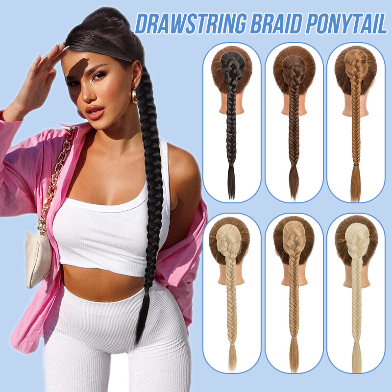32in Wave Drawstring Ponytail Clip In Hair Extensions Pony Tail Real as Human US