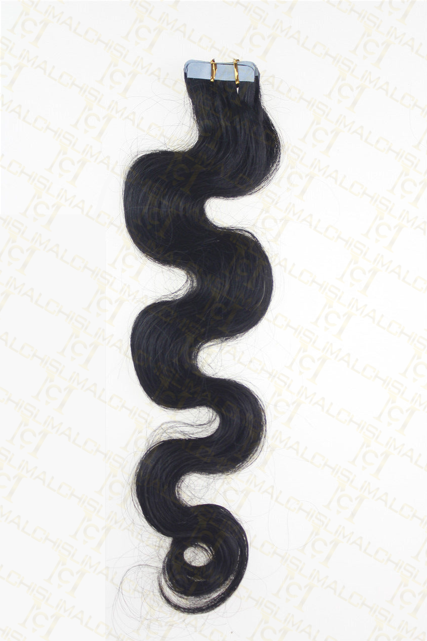 7A 18Inch body wavy&curly Tape In Skin Weft Remy Human Hair Extensions 40g 45cm