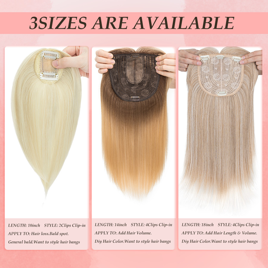 Free Part Women Topper Real As Human Hair Toupee Clip in Straight Wavy Hairpiece