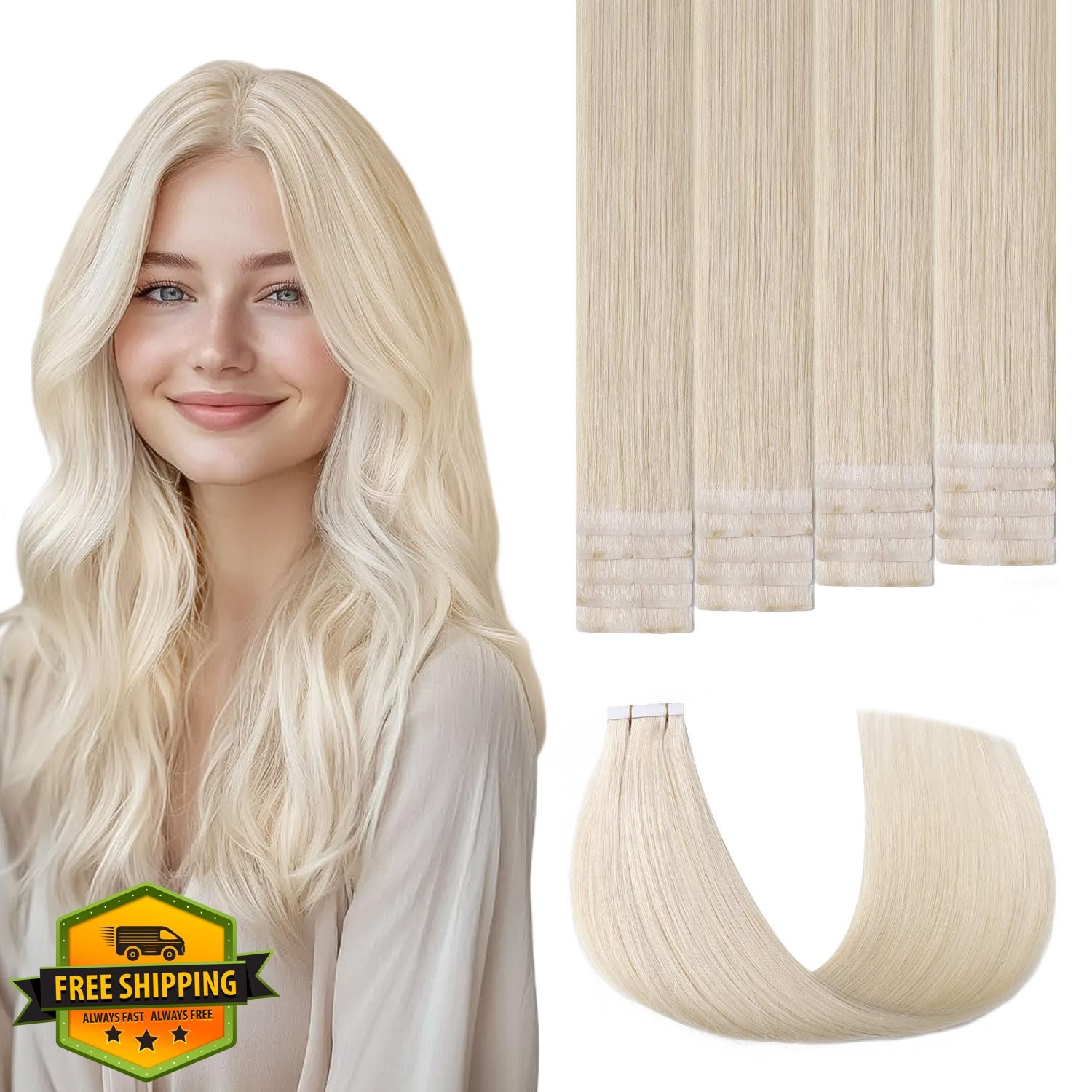 Sweetmet Pro3.0 Tape Hair Extensions Platinum Blonde #60 14in 20pcs 30g