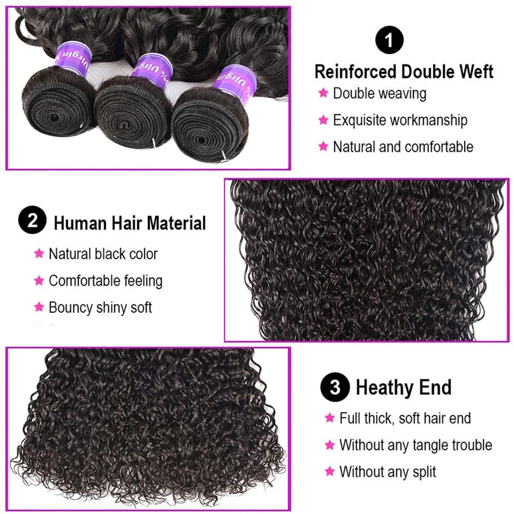 Aopusi Brazilian Hair Bundles Water Wave Virgin Remy Human Hair 18 20 22 Inch